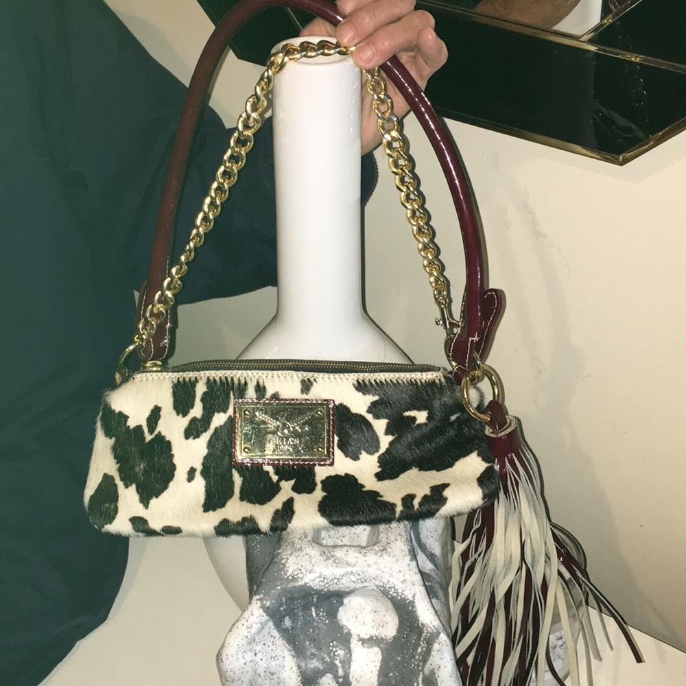 Pony Hair & Burgundy Patent Leather Trim